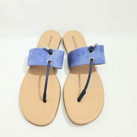 Aerosoles Women's Crown Point Knotted Thong Chambray Band Flat Sandals, size 10M - Picture 1 of 6